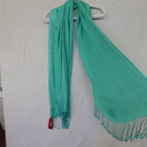 NWT APT. 9 Wide Scarf Green Blue Wraps Shawl Ski Fringe Skiing Winter Warm Cozy - Picture 11 of 16